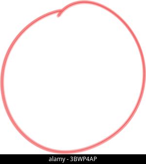 An isolated red circle on a white background suggests emphasis, selection, or highlighting, perfect for various design projects, transparent Stock Vector