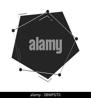 Polygon chart with connected data points doodle black filled object Stock Vector