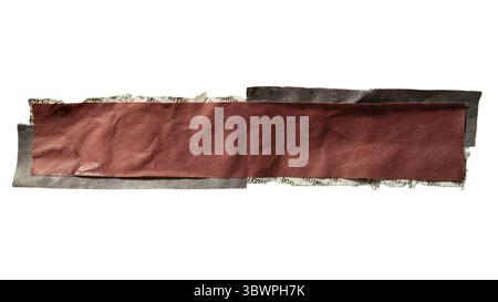 Red Text Box with Halftone Texture from Torn Newspaper Stock Photo