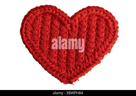 Red Heart Embroidery Patch for Clothing Decoration on white background with clipping path Stock Photo