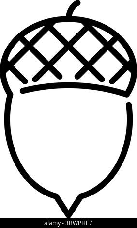 Minimalistic outline icon of an acorn. Autumn-themed vector design with editable stroke. Stock Vector
