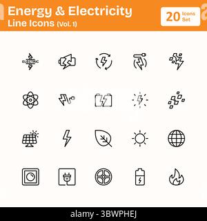 Energy & Electricity Line Icons (Vol.1) Stock Vector