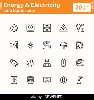 Energy & Electricity Line Icons (Vol.4) Stock Vector