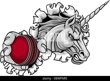 Unicorn Horse Cricket Sports Team Mascot Stock Vector