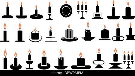 Collection of elegant candle illustrations perfect for adding warmth and ambiance to designs Stock Vector