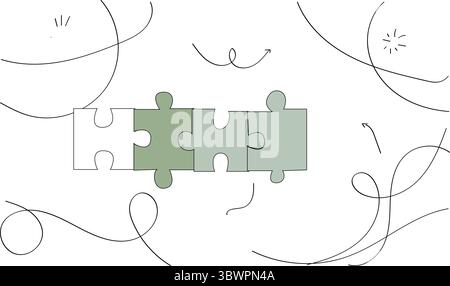 Collaborative teamwork concept symbolized by connecting puzzle pieces, achieving success. Stock Vector