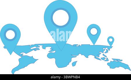 Global locations marked on world map, perfect for travel, business, and worldwide connections Stock Vector