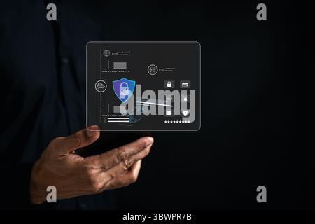 Digital privacy secure access encrypted data, password protection, identity authentication, and Stock Photo