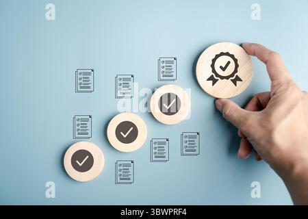 Quality approval document management system verified checklist forms and certification, representing Stock Photo