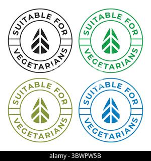 Suitable for Vegetarians Food Product Label Set Stock Vector