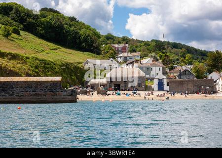 The pretty little fishing village of Gorran Haven, Cornwall, UK, from seaward Stock Photo