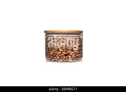 Puffed wheat in a glass jar isolated on a white background. High quality photo Stock Photo