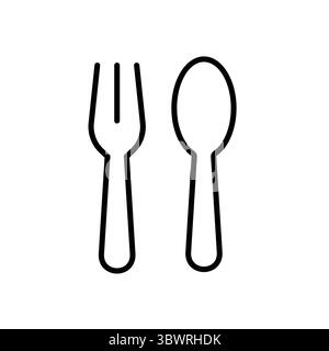 Minimalist Line Art of Fork and Spoon Symbolizing Dining Essentials Stock Vector