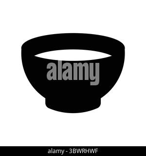 A minimalist black bowl silhouette featuring a white interior, ideal for use in modern designs. Perfect for culinary themes or minimalist art styles. Stock Vector