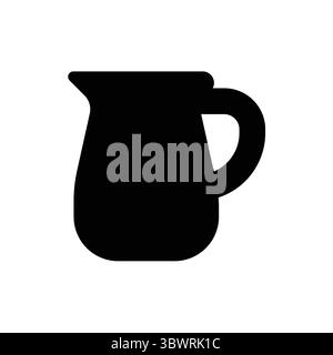 This image features a simple black silhouette of a pitcher against a white background, perfect for use in modern kitchen designs or beverage themes. Stock Vector