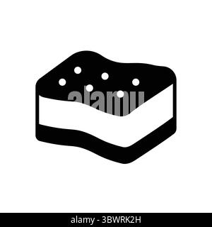 Stylish and minimalistic black and white illustration of a sponge with bubbles, perfect for cleaning-related themes or kitchen designs. Stock Vector