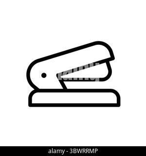 This minimalist black and white stapler icon represents essential office supplies, showcasing a simple design perfect for creative projects or busines Stock Vector