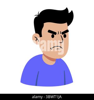 Angry Man Displeased Cartoon Face Stock Vector