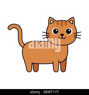 Cute Brown Cartoon Cat Illustration Stock Vector