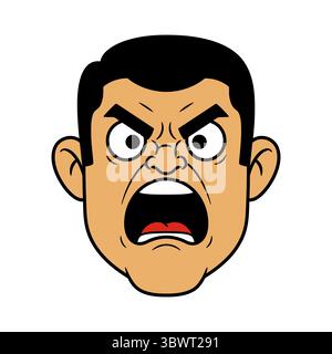 Angry Man Face Yelling Vector Illustration Stock Vector