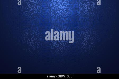 Digital pixel background. Virtual technology concept. Tech background with glowing blue mosaic tiles. Big data visualization, AI or futuristic digital Stock Vector
