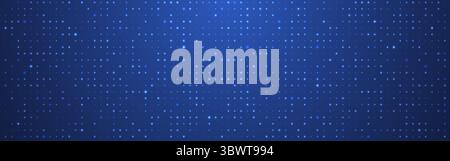 Technology background with glowing dots and digital light particles on blue gradient. Abstract tech pattern. Futuristic data grid. Tech, AI or network Stock Vector