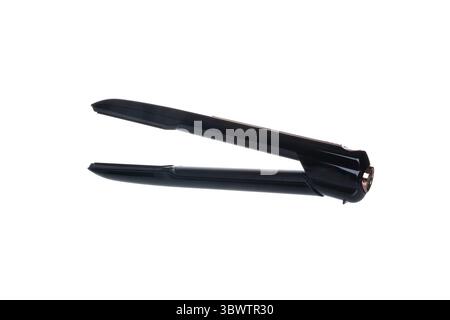 Hair straightener with a red insert, isolated on a white background. Ceramic coating. High quality photo Stock Photo