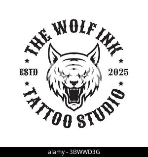Simple wolf head logo concept. Angry wolf head design illustration, vector. Stock Vector