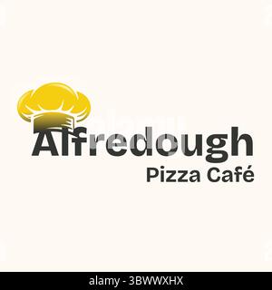 Alfredough Pizza Café Logo – Chef Hat Restaurant Branding Vector Design Stock Vector