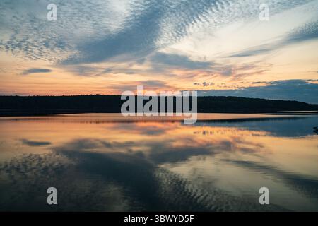 Sunset over a river Stock Photo