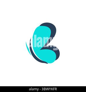 beauty butterfly logo symbol icon. abstract butterfly  beauty and spa letter B logo symbol icon vector design Stock Vector
