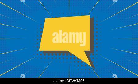 Speech bubble on comic halftone background. Retro dotted texture template. Horizontal banner with text space shape. Vector graphics Stock Vector