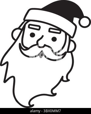 A Santa head silhouette vector art illustration with white background Stock Vector