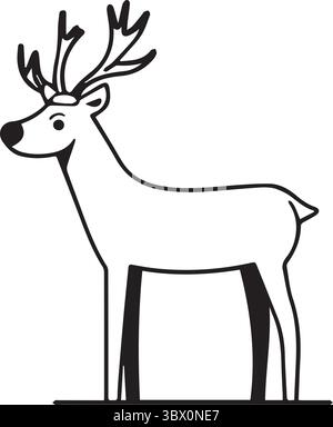 A black and white world wide animal design deer silhouette vector art illustration with white background Stock Vector