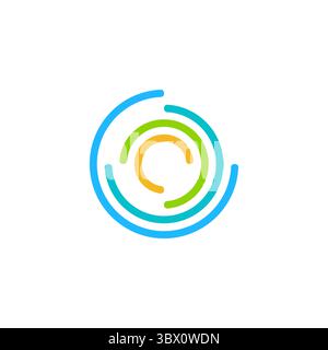 round circles logo concept, global twist sphere contour lines logo symbol icon vector design illustration Stock Vector