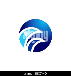 round circle wave logo, abstract elements sphere water wind symbol icon concept, round blue curl waves vector design illustration Stock Vector