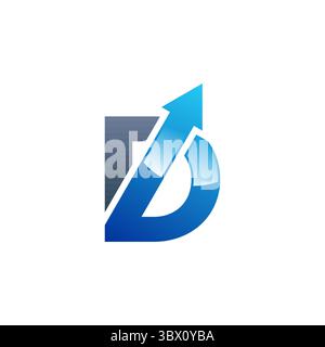 arrow blue letter D logo symbol icon, letter b element arrow logo symbol icon vector design Stock Vector