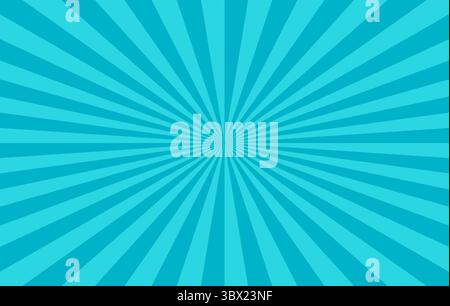 Background for cartoon comics. A bright blue comic book poster with radial lines. Stock Vector