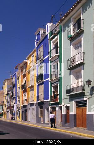 spain costa blanca villajoyosa colored houses living ambiance in village Stock Photo