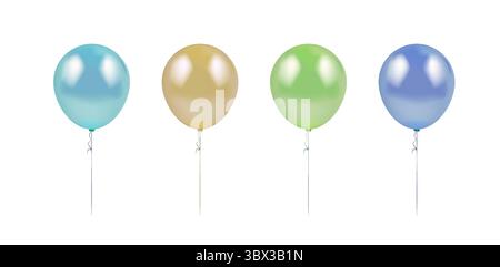 Realistic shiny balloons in colors ocean Stock Vector
