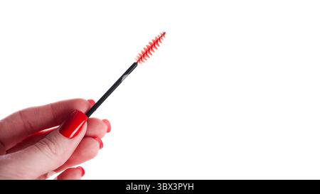 Disposable brush for eyelashes and eyebrows. Isolated on white background. Stock Photo