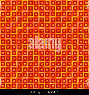 Seamless abstract geometric pattern in orange and red Stock Vector