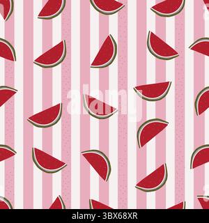 Pink and white stripe pattern watermelon pattern III Stock Vector