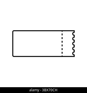 Blank ticket icon. Admit stub outline. Coupon rectangle vector. Tear edge symbol. Stock Vector