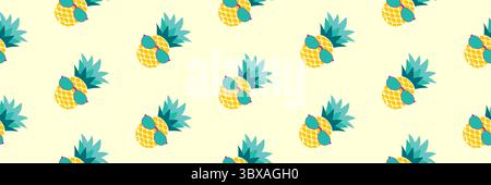 Pineapple pattern seamless summer background. Stock Vector
