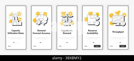 Capacity management metrics mobile onboarding screen Stock Vector