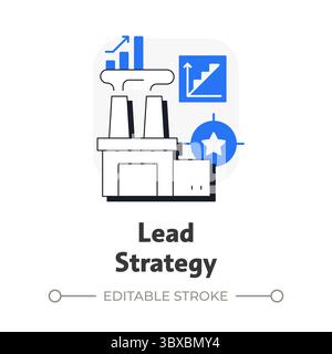 Lead strategy flat outline concept icon Stock Vector