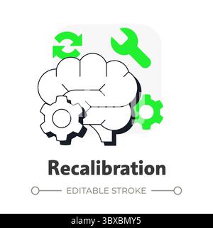 Recalibration flat outline concept icon Stock Vector