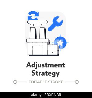 Adjustment strategy flat outline concept icon Stock Vector