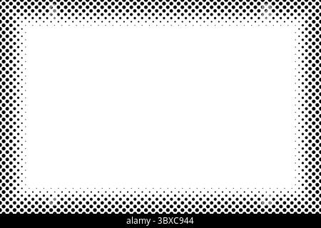 Edge frame. Halftone fade comic border. Pop art dot. Screentone fading pattern. Faded corner texture. Black fades line isolated on white background Stock Vector